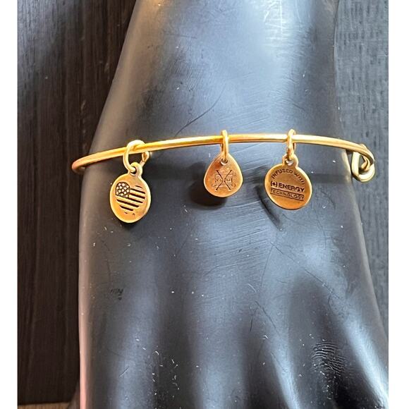 Alex and Ani Bride Charm Bangle 2018 Gold Tone Adjustable Wedding Gift Bracelet - Picture 5 of 5